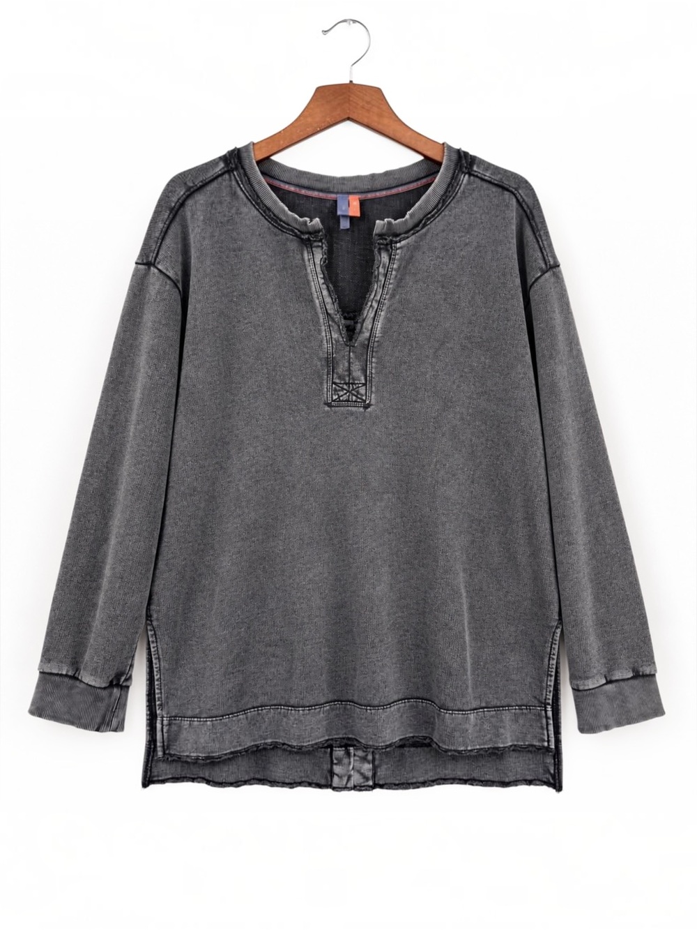 Pilcro Anthropologie Charcoal Mineral Wash Split Back Sweatshirt L